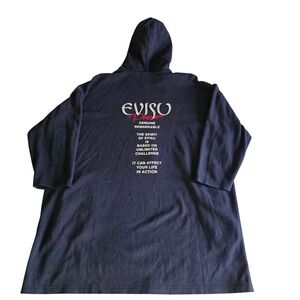 Evisu Premium Genuine Remarkable Navy Blue Hoodie 3/4 Sleeve Oversized Size 95‎